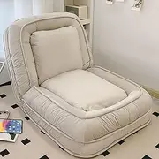 Adjustable Floor Chair with Back Support, Lazy Sofa Bed Chair Bed Lounger Sleeper Seat Chair with Pillow Floor Sofa Lounge Chair Home Office(White,170cm)
