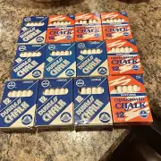 12 Boxes Of Vintage Omega Dustless Chalk. Non Toxic. 144 pieces Unused.