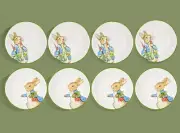 Pottery Bran Peter Rabbit™ Bunny Stoneware Mixed Appetizer Plates Set of 8 NIB
