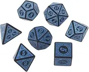 Dice 7Pcs/Set Multi-Faceted Number Color Resin Dice with Box Party Family DIY Games Engraving Educational Toys Accessaries Dice Set (Size : Blue)