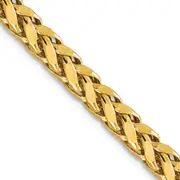 14K Yellow Gold 20 Inch 5mm Semi-Solid Diamond-Cut Wheat With Lobster Clasp Chain