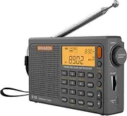 RADIWOW SIHUADON R108 Shortwave AM FM Digtial Radio LW MW AIR Band DSP Full Band Portable Radio Battery Operated with Sleep Timer Alarm Clock 500 Memories preset Stations for Family（Grey）