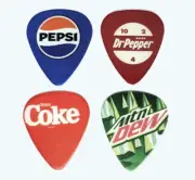 New Pepsi Cola Dr Pepper Mtn Dew Coke Coca Cola Soda Set Promo Guitar Pick Pic