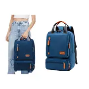 Men Large Capacity Canvas Backpack Laptop Notebook School Travel Bag-Blue