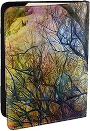 [JEJEA] Colorful Life Trees Print Travel Organizer Credit Cards Case Passport BookPassport Holder Cover Wallet forTraveling,, Black, One Size