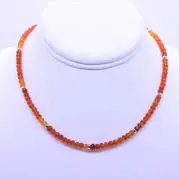 Orange Micro-Faceted Carnelian and Gold Filled Beaded Gemstone Choker Necklace