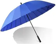 Umbrella Umbrellas Leather Handle Golf Umbrella Windproof Large Travel Rain Umbrella Automatic Open Reinforcement Canopy Vented Umbrella Umbrellas for Rain (Color : Blue, Size : 75cm)
