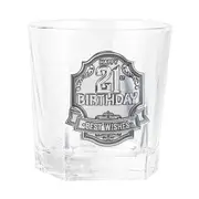 21st Badge Whisky Drinking Glass Scotch/Bourbon Cup Birthday Gift Clear 260ml
