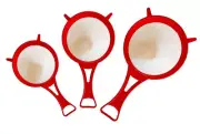 Set Of 3 KITCHEN FOOD STRAINER PLASTIC NYLON MESH COLANDER STRAINER BU-18