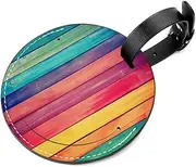 [WOSHJIUK] 2-Pc,Luggage Tags for Suitcases,Travel Tags for Luggage,Vintage Wood Color Striped