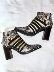 Brand New Charles David Snakeskin Pointy Toe Strappy Booties with Buckles Size 8