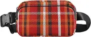 [miaozhen] Classical Checkered Red Black White Fashionable Waist Pack Crossbody Bag for Women Men Small Zipper Fanny Pack Sling Bag with Adjustable Strap for Shopping Sports Work, classical checkered red black
