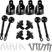 Lihopefe Bungee Kit + End Caps, Universal Mounting Brackets for Exterior/Interior Sun Shades & Roller Blinds (Black, 2pack)