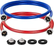 [JUWO] 5 FT Washing Machine Hoses, 3/4" FHT Rubber Washer Hoses, For Short to Moderate-Distance Water Supply in Small & Medium Residences, Red & Blue (2-Pack)