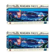 2x 1000pc Masterpieces Puzzle City Panoramic Niagara Falls Jigsaw Play 33x99cm
