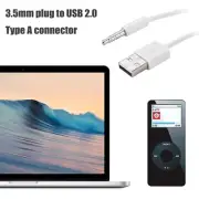 3.5mm Plug Audio AUX to USB 2.0 Plug Adapter Charging Cable 1M White O5D39920