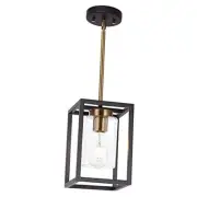 1-Light Mini Lantern Pendant Light,Black and Brushed 1 Light Black and Brass