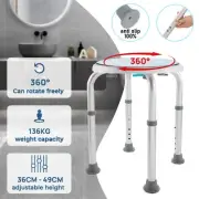 Height adjustable Swivel Shower Chair Bath Stool Seat Bathroom Anti-Slip