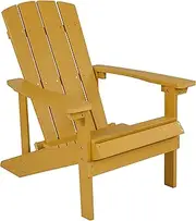 Flash Furniture Charlestown All-Weather Poly Resin Wood Adirondack Chair in Yellow