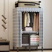 Canvas Wardrobe 85x50x172cm Wardrobes for Bedroom, Portable Wardrobe, 1 Hanging Rails Folding Wardrobe, Folding Collapsible Fabric Storage Box for Wardrobe