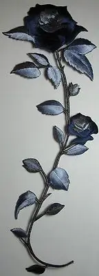11" Dark Purple Rose Embroidery Iron On Applique Patch