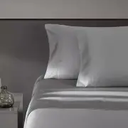 Vera Wang Gray Shadow Stripe Lux Satin Queen Sheet Set, New $139.00