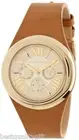 MICHAEL KORS CAMILLE LUGGAGE,BROWN LEATHER+GOLD TONE CHRONO,ROMAN # WATCH-MK2312