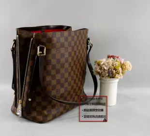 優買二手精品名牌店 LV N41108 咖啡 棋盤 格紋 Neverfull 肩背包 購物包 TOTE Cabas 全新