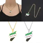 Unbrand Unisex Syria Country Map Flag Pendant Necklace Gold Silver Color Chain Choker