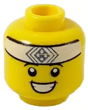 LEGO New Head Minifig Yellow White Headband Blue Symbol Smile/Gritted Teeth D174