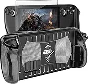 Upgraded Protective Case for Steam Deck with Screen Protector, YUANHOT Soft TPU Protector Cover Accessories Kit with Anti-Collision and Easy Installation Design - Black
