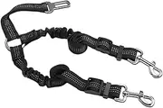 Dual Dog Car Seat Belt Leash – Adjustable Elastic Dog Car Harness, Reflective Nylon Dog Seat Belts with 360° Swivel Alloy Clips, Universal Seatbelt Buckle, Anti-Shock Design for Safe Travel