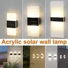 2x Outdoor Modern Solar 12/16 LED Wall Lighting Up Down Cube Sconce Lamp Fixture