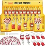 VEVOR Electrical Lockout Tagout Kit, 60 PCS Safety Lockout Tagout Station Includes Padlocks, Hasps, Tags, Nylon Ties, Expansion Kit, and Lockout Station Board, for Industrial, Electric Power
