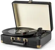 Portable Suitcase Record Players Vintage Turntable with Built-in 7-inch Record Adapter - Retro Phonograph Player