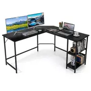 Giantex L-Shaped Computer Desk Home Office Desk PC Laptop Study Table w/Bookshelves Work Workstation Black