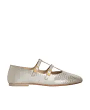 DOUBLE STRAP MARY JANE BALLERINA LES BALLERINES CELINE in Lizard stamped metalized calfskin 37.5 Nude