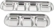 ERINGOGO 2Pcs Stainless Fodder Plates Multi Grid Pet Feeding Trays for Animals Durable Space Saving Design for Hamsters and Other Pets Present