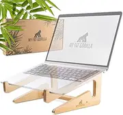 Bamboo Laptop Stand, 10-15 inches, Universal Laptop Shelf, Ergonomic MacBook Holder, Laptop Riser for Desk