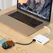 3-in-1 USB-C Adapter: Type-C TF, CF, SD Memory Card Reader & Recorder | Compact