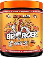 Faction Labs Disorder Original Pre Workout Powder, Orange Firm, Sugar Free Caffeinated Gym Supplement, 50 Serves, 450g