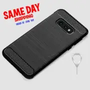 Black Carbon Fiber TPU Armor Soft Phone Case Cover for Samsung Galaxy S10e G970U