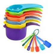 Plastic Measuring Cups and Spoons Set, Colorful Cute Measuring A: Mixing Color