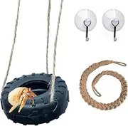 Hermit Crab Tire Swing Toys Climbing Rope Ladder,Hammock Habitat,Reptile Tank Accessories Decor for Small Animals or Medium