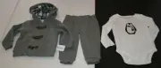 New Carter's 12m Boys 3 piece Outfit Set Toggle Hoodie Jacket Penguin Top Pants