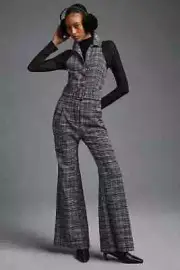 Anthropologie Maeve Sleeveless Jumpsuit Plaid Flare Coveralls Size 10 NWT 188$