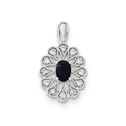 14K White GoldReal Diamond and Sapphire Pendant