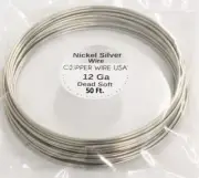 Nickel Silver Round Wire 12 Ga. 50 Ft. Coil (Dead Soft) Made In USA