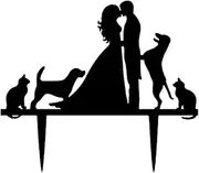 Wedding Cake Toppers Bride and Groom With Dogs and Cats Animal Silhouette Wedding Engagement Decoration