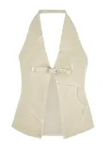 Gimaguas Beverly Denim Halterneck Vest - Ecru - S (UK8-10 / S) S (UK8-10 / S)